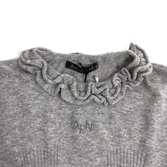 AnnaRita N Girl Size Medium Angora Blend Knit Ruffle Neck Italian Sweater Top - Picture 2 of 11